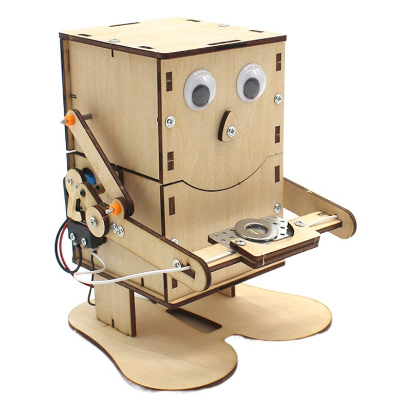 Robot de juguete para comer monedas, bricolaje, ciencia y tecnología ensamblada a mano, pequeña producción, material de experimentos científicos, material didáctico