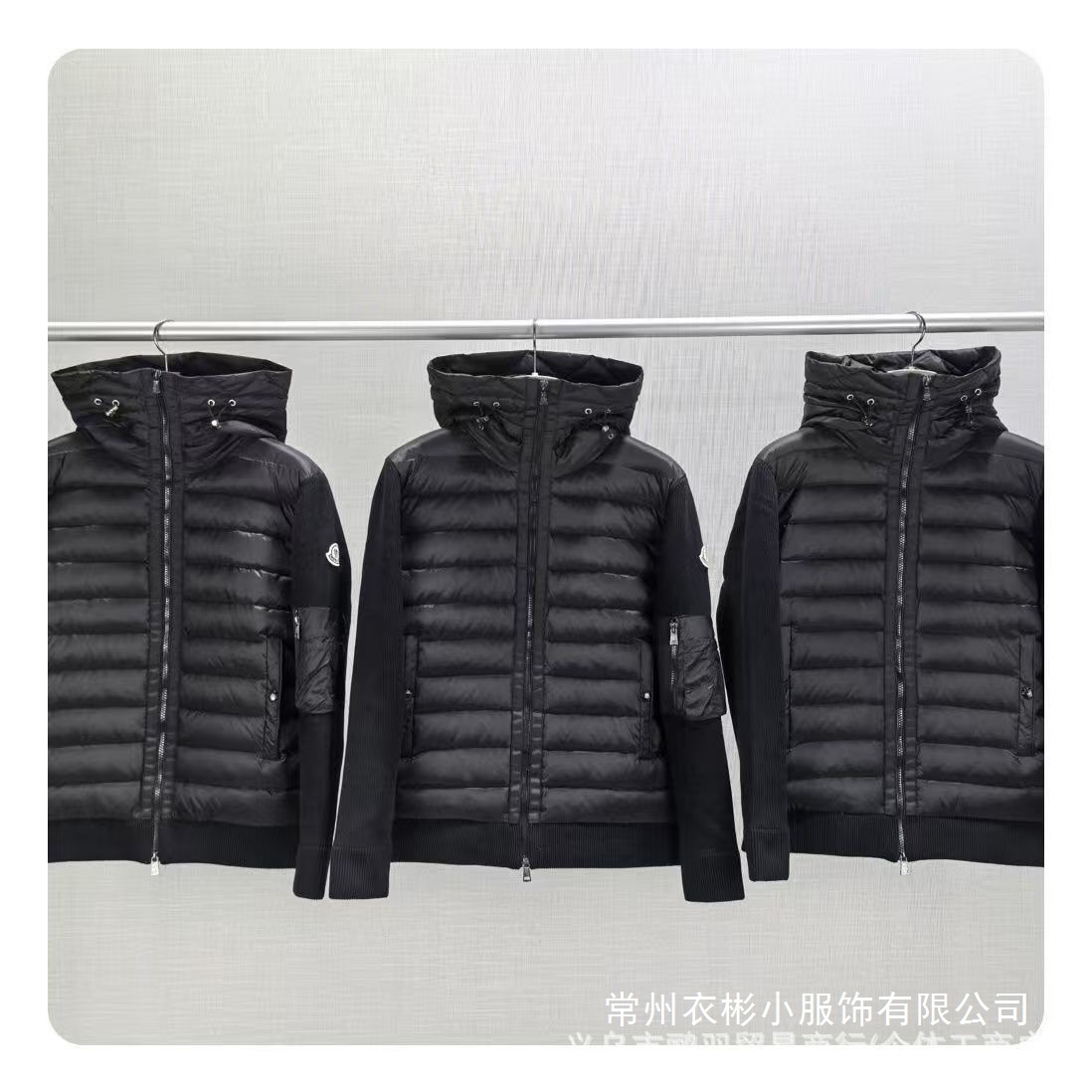 In-Stock High Version Mengjia down Jacket with Knitted Splicing, Simple and Versatile Slim Fit Men's White Duck down Hooded Wholesale
