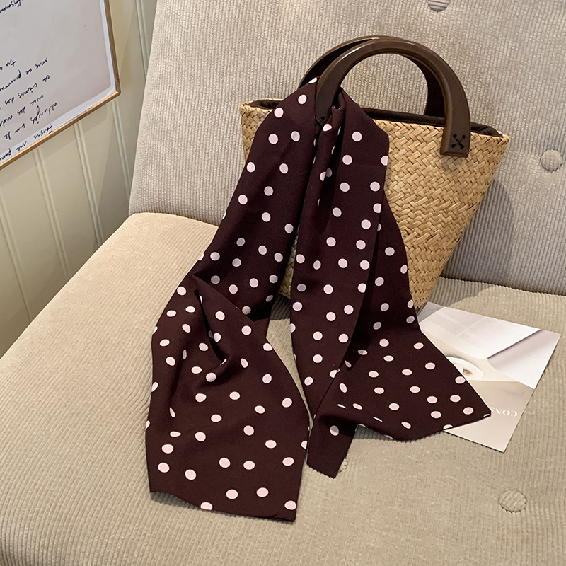 Wavepoint bufandas de seda larga alta sensación francesa retro primavera y otoño decoración de moda bufandas de cuello correa de cabello turbante