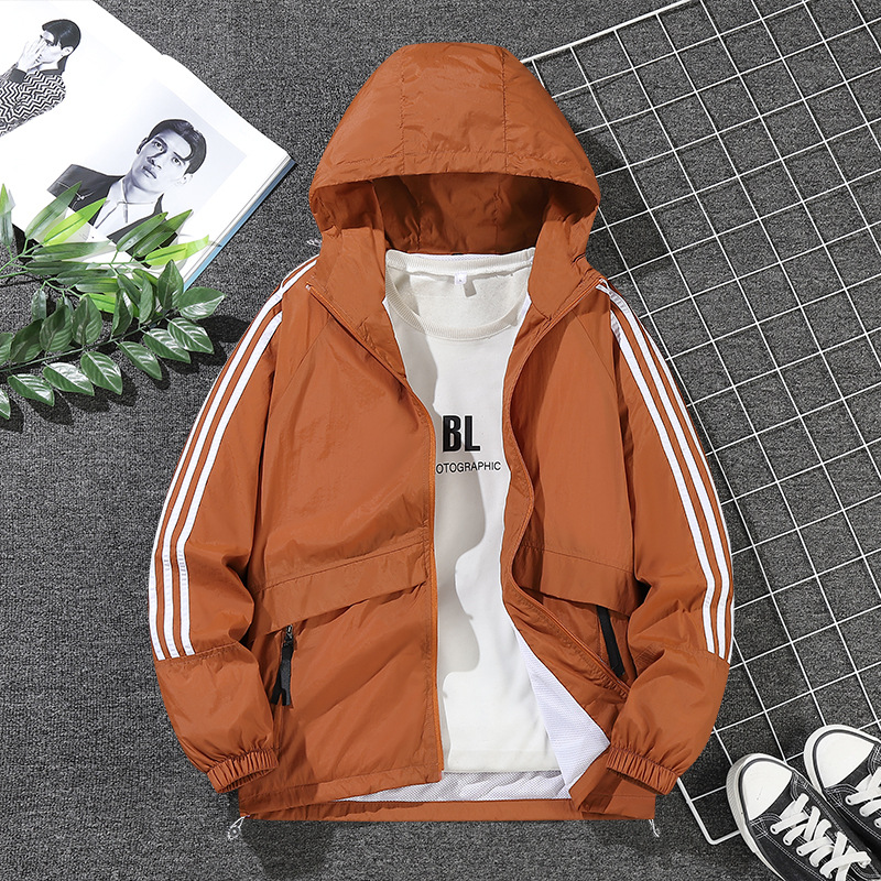 Transfronterizo americano de tres barras chaqueta de primavera y otoño chaqueta delgada chaqueta de hombre con capuz al aire libre image 4