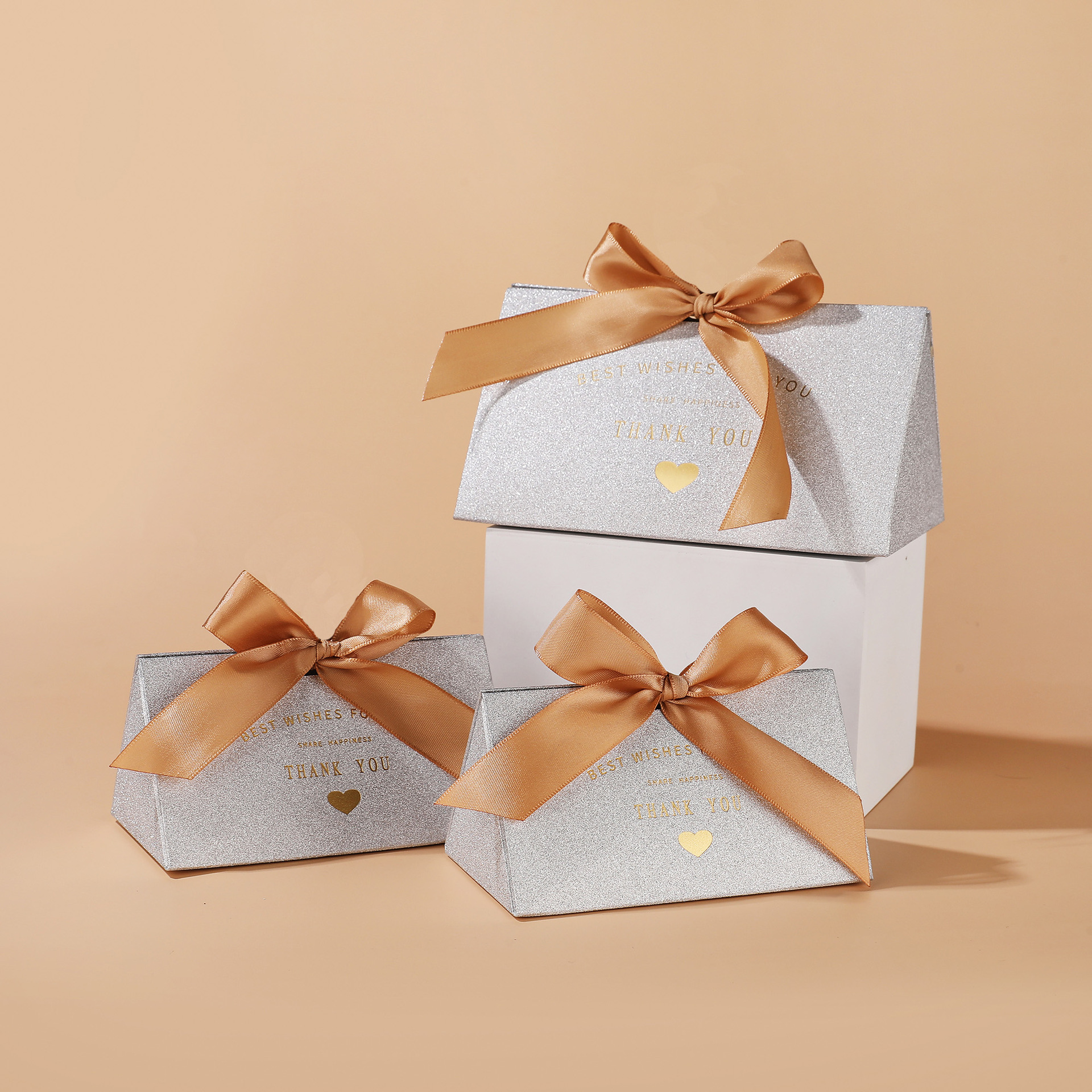 33g Weight Gift Bags Event & Party Supplies 1 Piece Quantity Wedding, Party, Engagement Occasion Wedding Festival Letter, Bow Knot Pattern Wedding Letter Bow Knot Paper Wedding Party Engagement Gift Bags 8