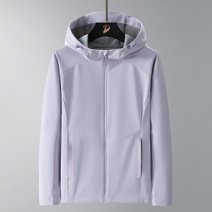 Spring and Autumn Outdoor Elastic Sports Windbreaker Women's Hooded Windproof Anti-splashing Breathable Comfortable Mountaineering Suit Wear-resistant Anti-scratch Outer