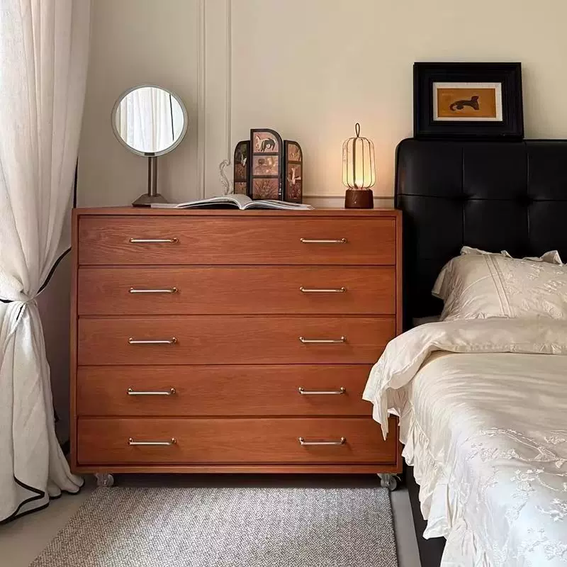 中古五斗柜复古餐边柜沙发边柜实木移动储物柜卧室床尾柜批发价