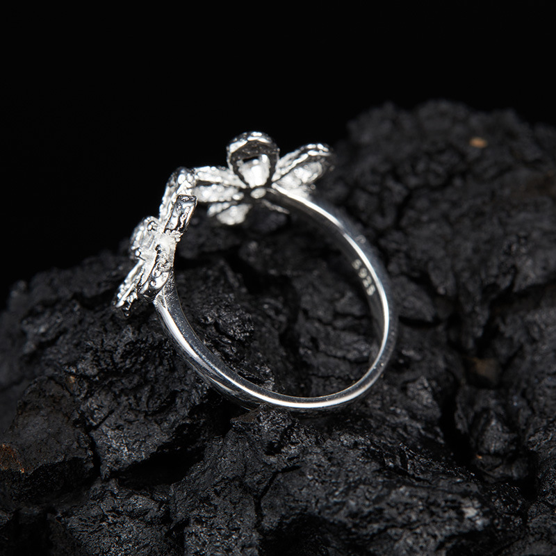 3g Weight Zircon Inlay Material Rings, Jewelry Set Classification cable chain Chain Type 1 Piece Quantity Casual, Daily Occasion 925 Sterling Silver Material Book, Flower Pattern All Seasons Season Women's Gender Elegant, Sweet, Simple Style, Korean Style Style 1 Piece 925 Sterling Silver Book Flower Zircon Cable Chain Rings Jewelry Set 4
