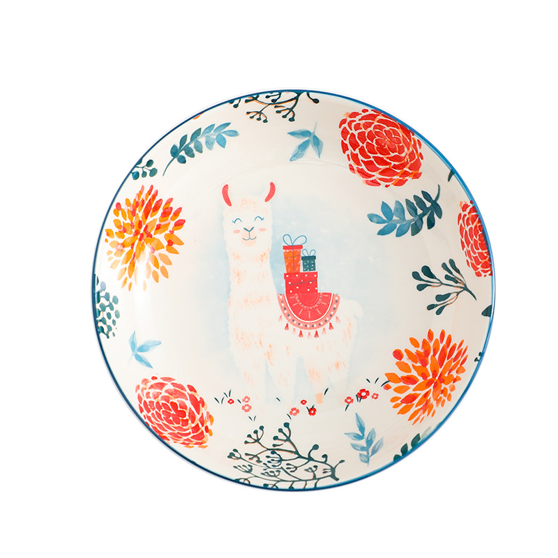 Animal de la historieta vajilla de cerámica plato creativo plato hogar plato de sopa de 8 pulgadas plato hondo plato lindo celebridad de Internet placa