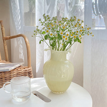 法式芬顿花瓶高级感玻璃ins奶玉色客厅插花摆件中古花器