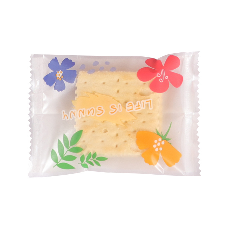 Frosted copo de nieve crujiente bolsa de embalaje hornear postre galleta pequeña bolsa de galletas dulces leche Jujube beef biscuit machine Seal bolsa
