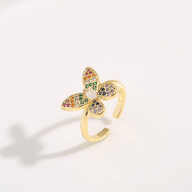 Retro Butterfly Copper Inlay Zircon Rings