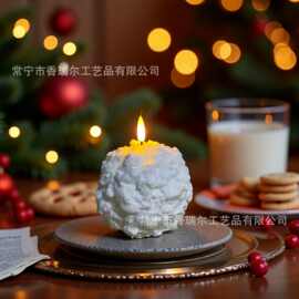 跨境圣诞节圆形雪球蜡烛灯石蜡led可遥控装饰伴手礼主题圣诞氛围