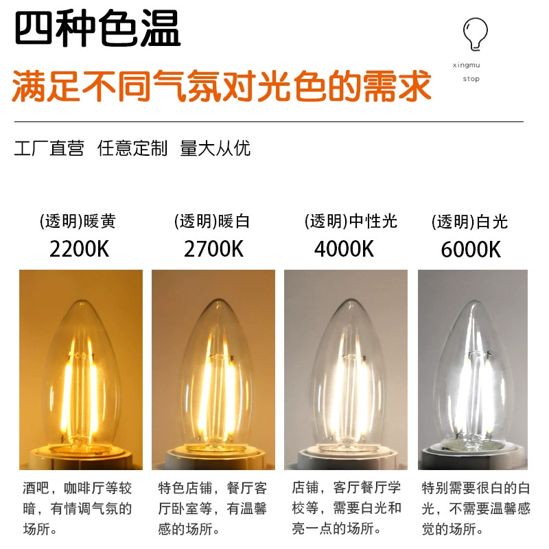LED‑ретро соска-подсветка, лампочка, E27, с резьбовым патроном