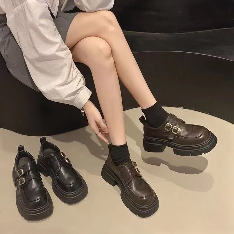 Retro estilo británico zapatos de cuero para las mujeres 2024 primavera nuevo japonés JK preppy estilo grueso Fondo todo partido mocasines zapatos de una sola capa