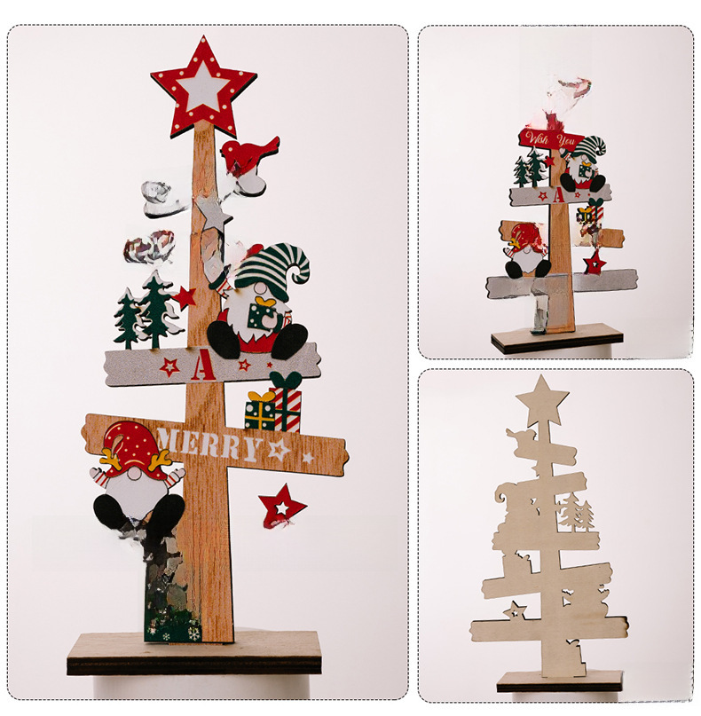 Kalėdinės stalo dekoracijos, angliškos raidės, medinė lėkštė pagyvenusiems žmonėms, sniego senio nykštukas, mediniai papuošalai pagyvenusiems žmonėms_voghion.com