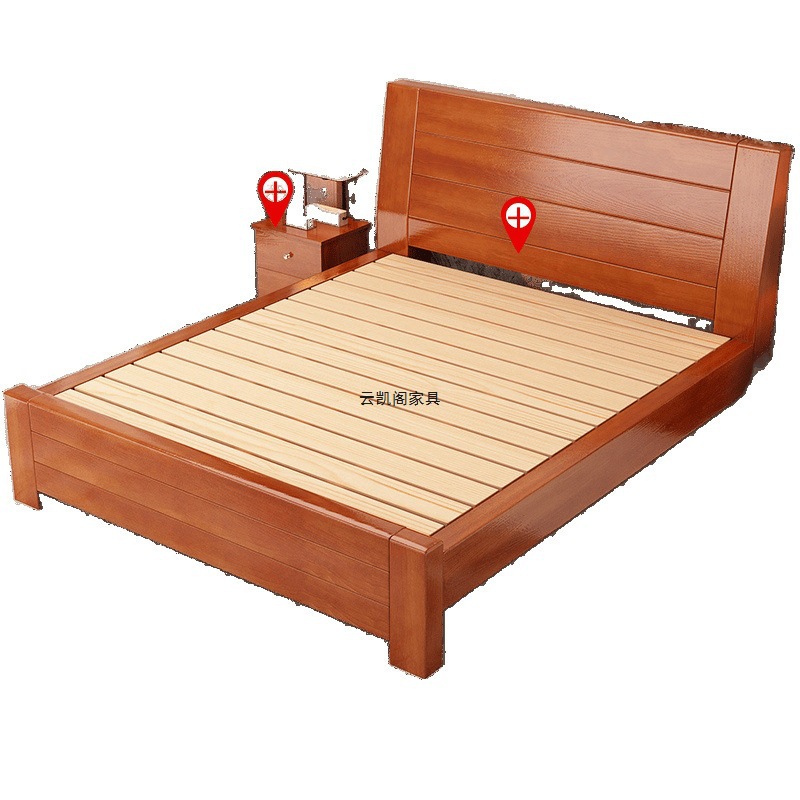 Fábrica directa de madera maciza cama china 1.8 metros de espesor cama doble económica simple doméstica cama individual de 1.5 metros 1. image 5