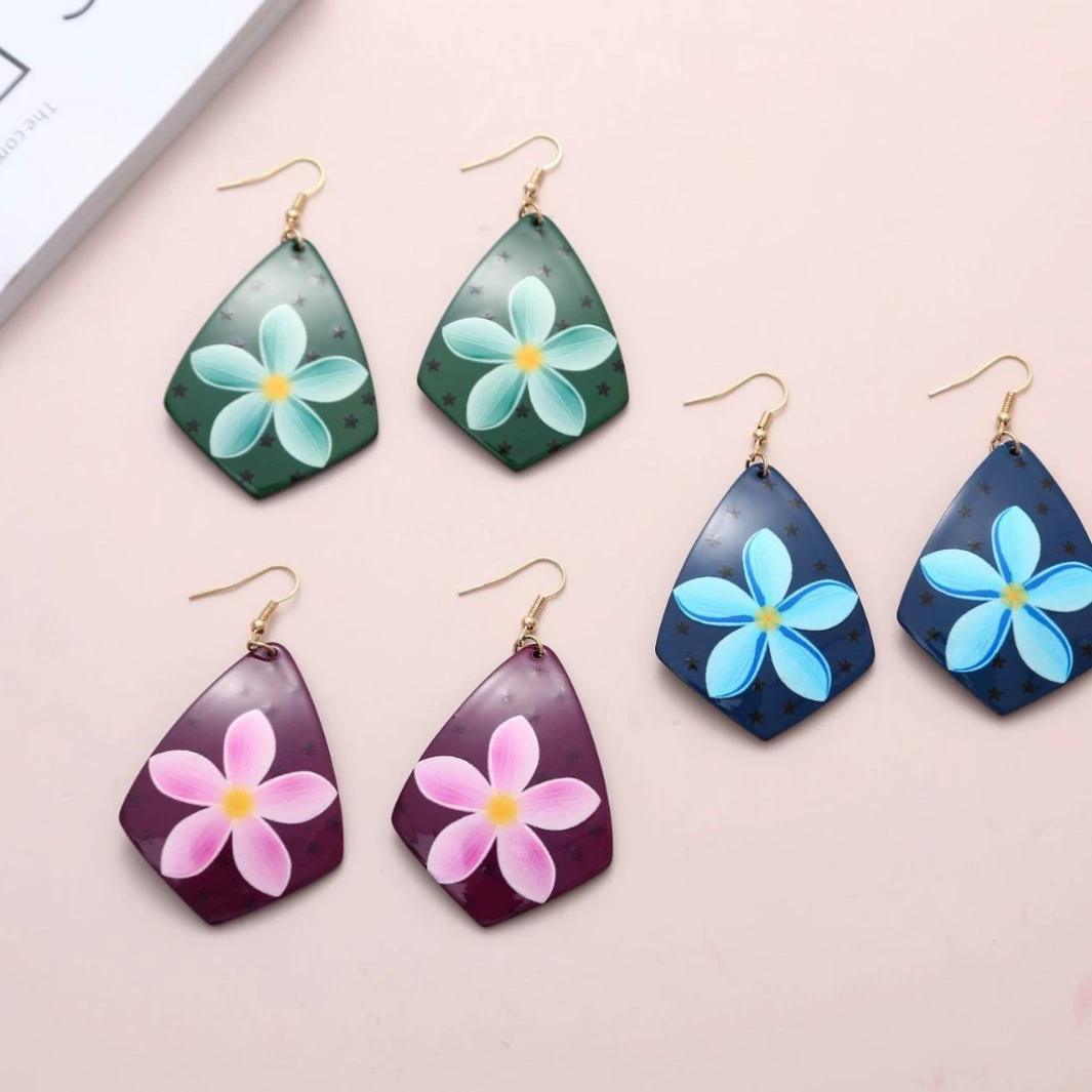 Qixianer европейские и американские ретро серьги в виде капли воды акриловые серьги трехмерные нишевые серьги в этническом стиле оптом