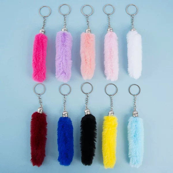Cute plush key chain small tail pendant car bag key chain net red small gift factory direct sale
