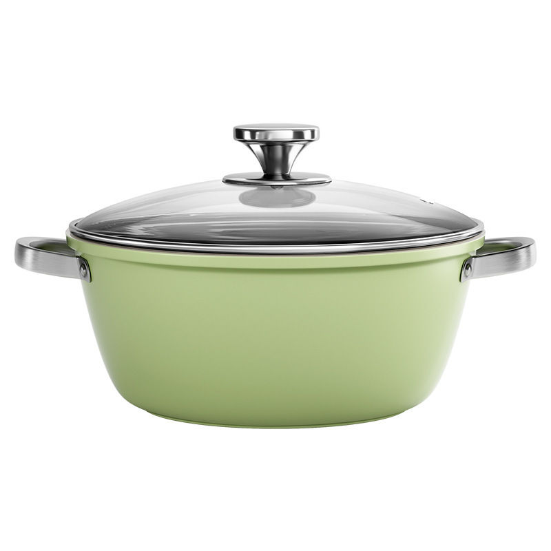 Nueva olla de sopa de cerámica verde de aguacate, olla de cocción de cerámica de doble cara para el hogar, estufa universal, olla de sopa multifuncional al por mayor