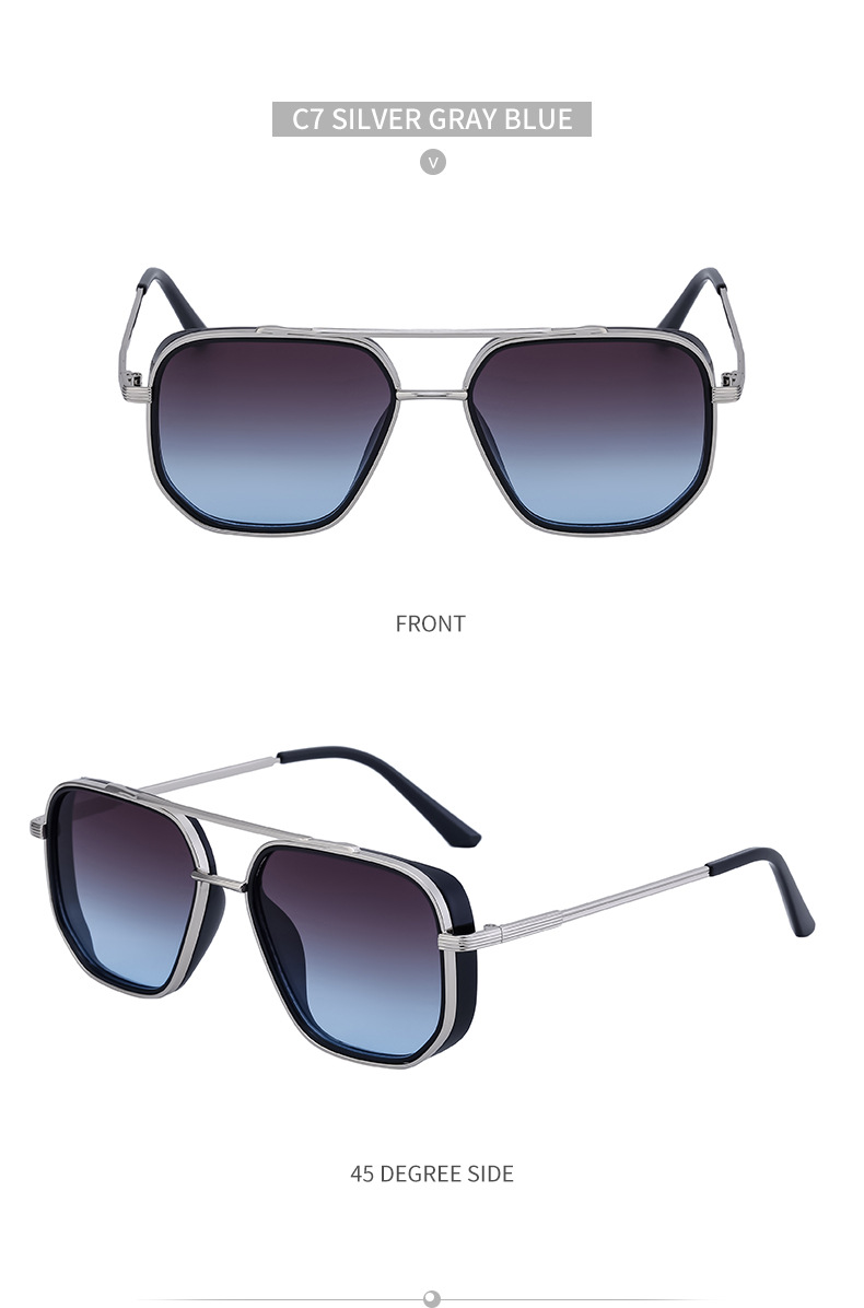 Lunettes de soleil polyvalentes décontractées et polyvalentes, Style Punk européen et américain pour hommes, boîte rétro, nouvelle tendance 2024_voghion.com