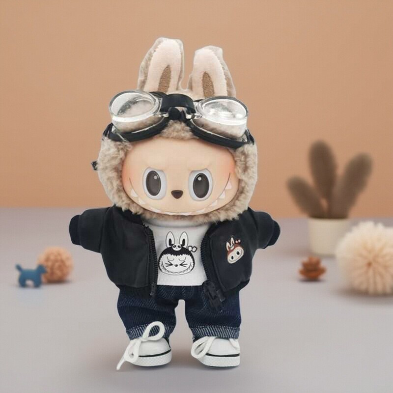Leather Pilot 17cm Labubu Suit t Custom Wholesale Spot Labubu Keychain Baby Clothes Pendant Leather Pilot 17cm Labubu Suit t Custom Wholesale Spot Labubu Keychain Baby Clothes Pendant
