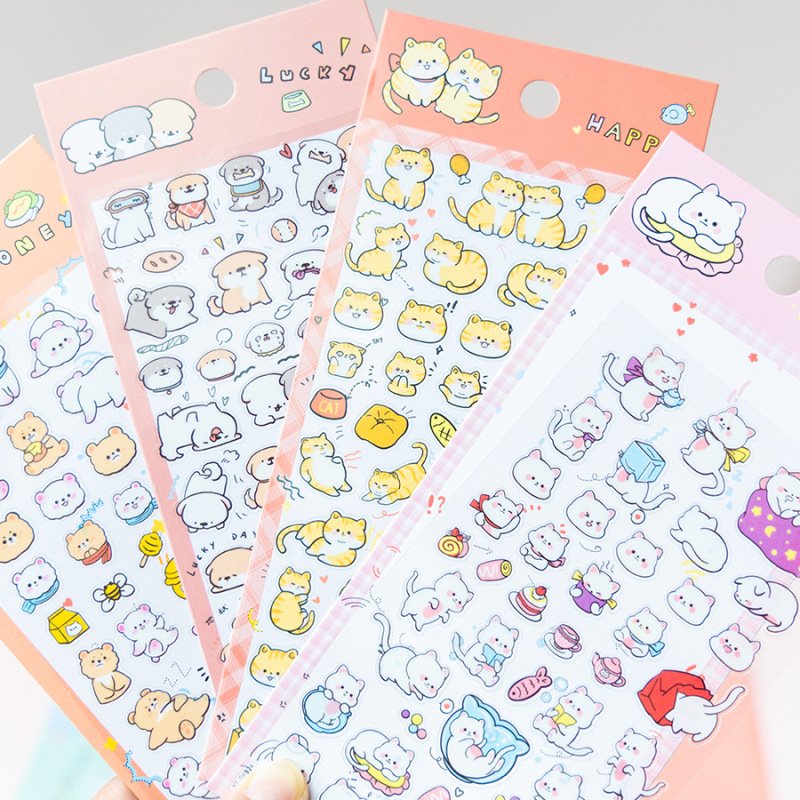 かわいい動物の手の漫画のシールの小脳の斧のパンダの猫の犬の子供の手の装飾の携帯電話のアルバムは貼ります|undefined