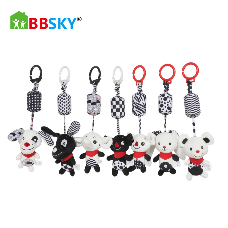 Bebé blanco y negro carillones de viento cochecito de bebé colgante Kaola elefante colgante coche cama campana fábrica al por mayor en stock venta al por mayor