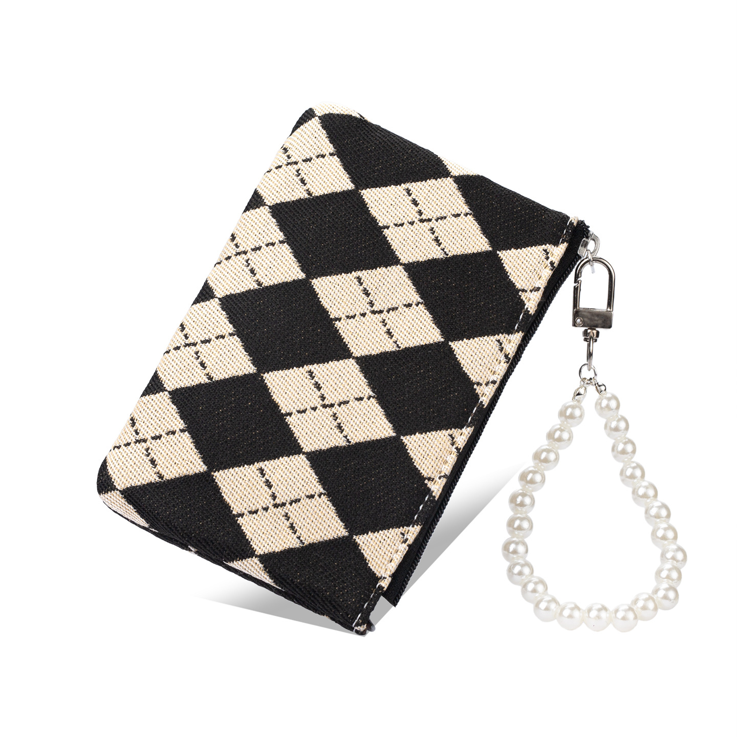 Comercio exterior de alto valor retrógrado bordado de diamante cuadrado bolso de cambio corto bolso de tarjetas compacto bolso de llaves portátil ligero