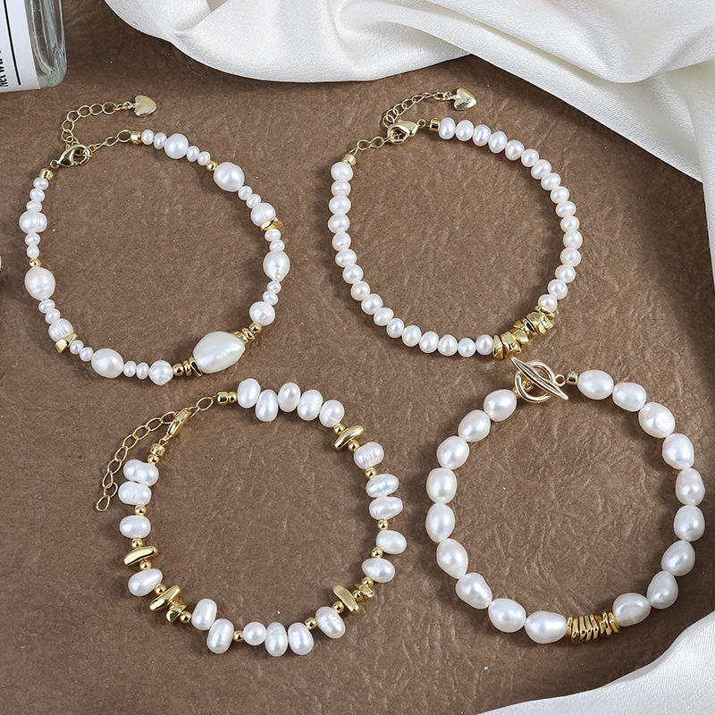 Irregular Baroque Pearl Bracelet, Natural Freshwater, High-End Luxury Jewelry Design