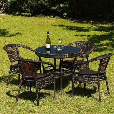 70 와이드 사이드 수납 원형 테이블 + 의자 4개