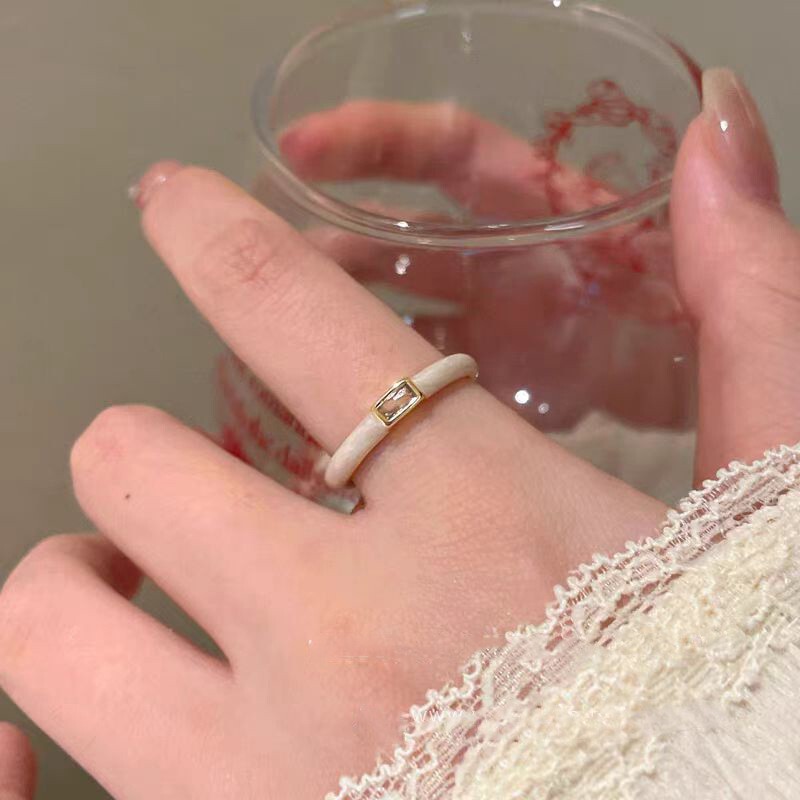 パーソナライズされたホワイトブルーエナメルオイルドリップバタフライオープンリング女性用ニッチハイエンドライトラグジュアリーオールマッチングカップルリング|undefined