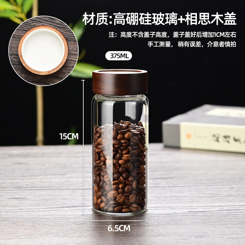 Tanque de almacenamiento de vidrio de madera de acacia Almacenamiento de cocina Té perfumado Tanque sellado de granos diversos Botella de vidrio de grado alimenticio Tarro de almacenamiento doméstico
