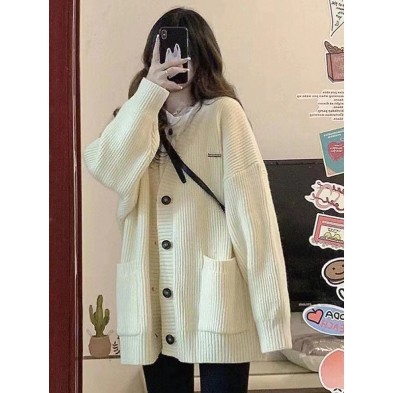 软糯慵懒秋冬2025新款宽松外套韩系穿搭上衣针织毛衣女慵懒风开衫|undefined