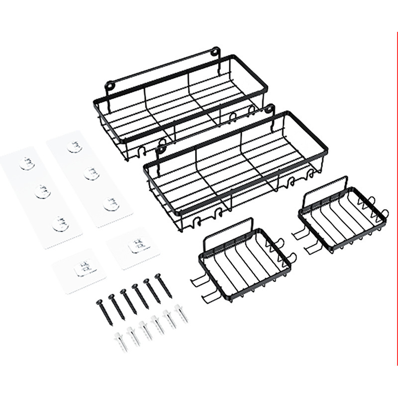 Estante de almacenamiento de baño de acero inoxidable Artículos de tocador de baño sin perforar Estante de almacenamiento montado en la pared Gel de ducha Estante de jabón