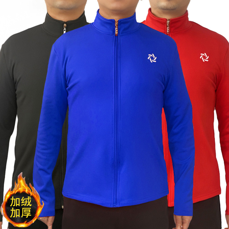Square Dance Clothing Tops for Men, Sports Style, Autumn and Winter, Thick Fleece-Lined Tops