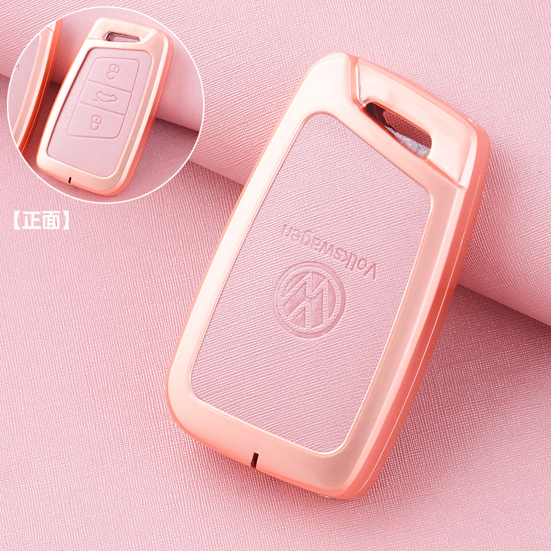 ZH 폭스바겐 C 모델 [로즈 골드-핑크 가죽] 싱글 메탈 케이스