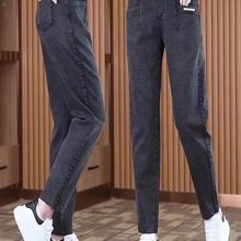 牛仔裤女春秋显瘦高腰高弹力加绒加厚冬中年妈妈裤女裤女士小脚裤