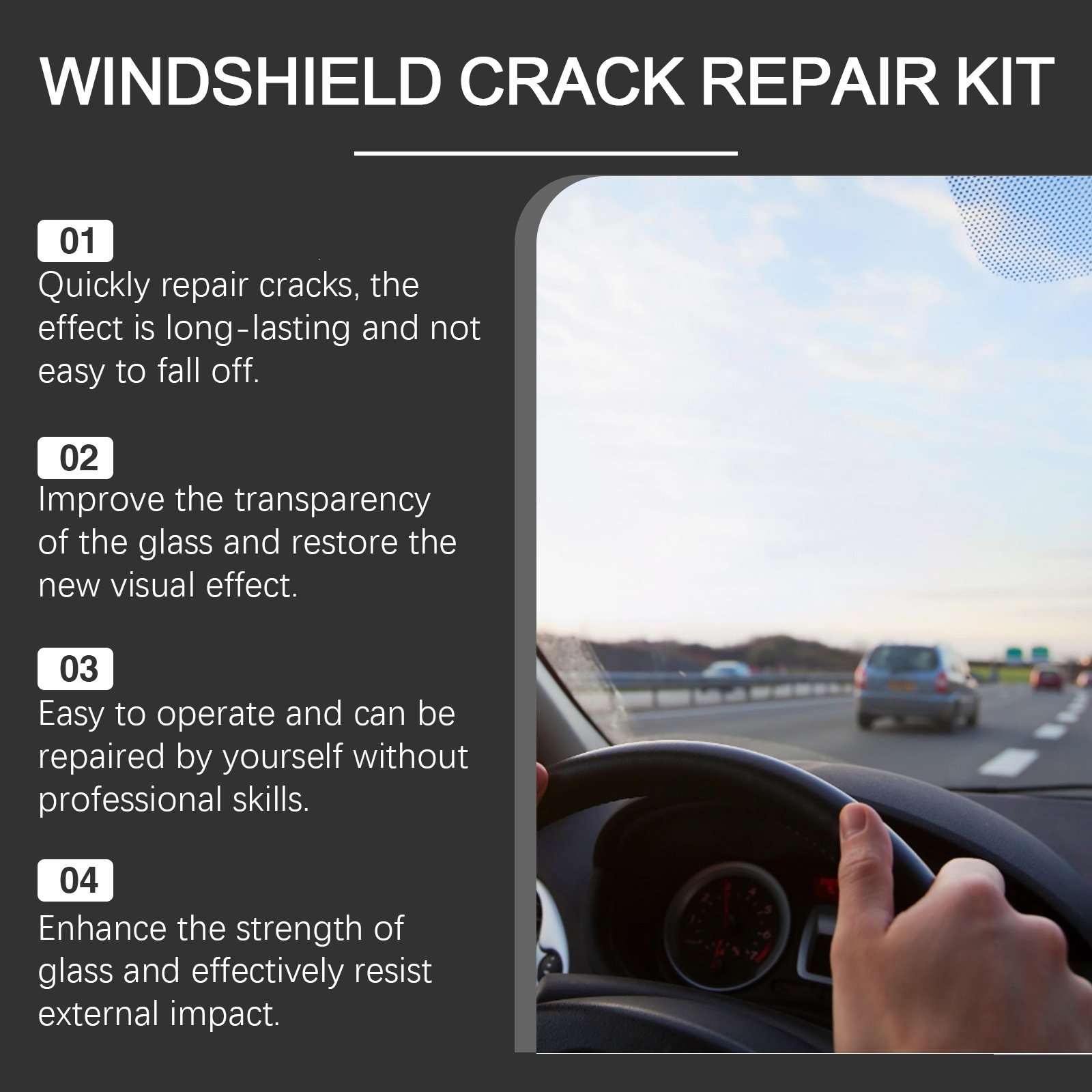 HOMONTH Car Windshield Care Solution Car Glass Cleaning and Crack Repair Agent for Clear Vision