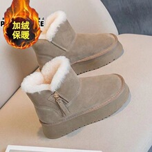 新中式软底雪地靴女加绒加厚保暖妈妈鞋子女厚底面包鞋冬季棉鞋女