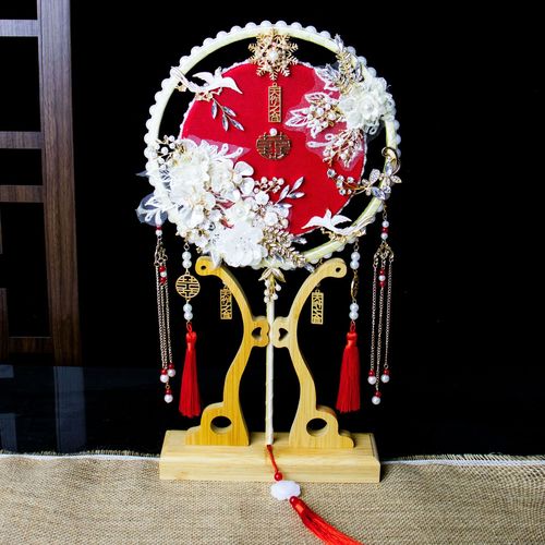 Solid wood bamboo fan stand wholesale ancient style bridal fan bracket folding fan fan holder fan ornament display stand base