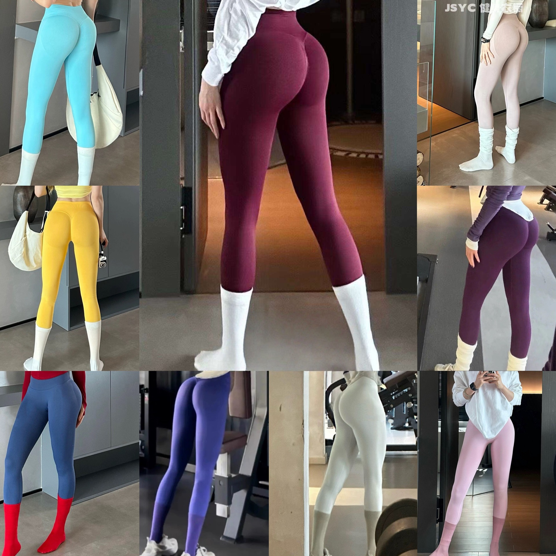 Three-Section Mid-Waist Dfy Yoga Pants European and American Seamless Tight Fitness Pants Women's Butt-Lifting Outdoor Sports Leggings