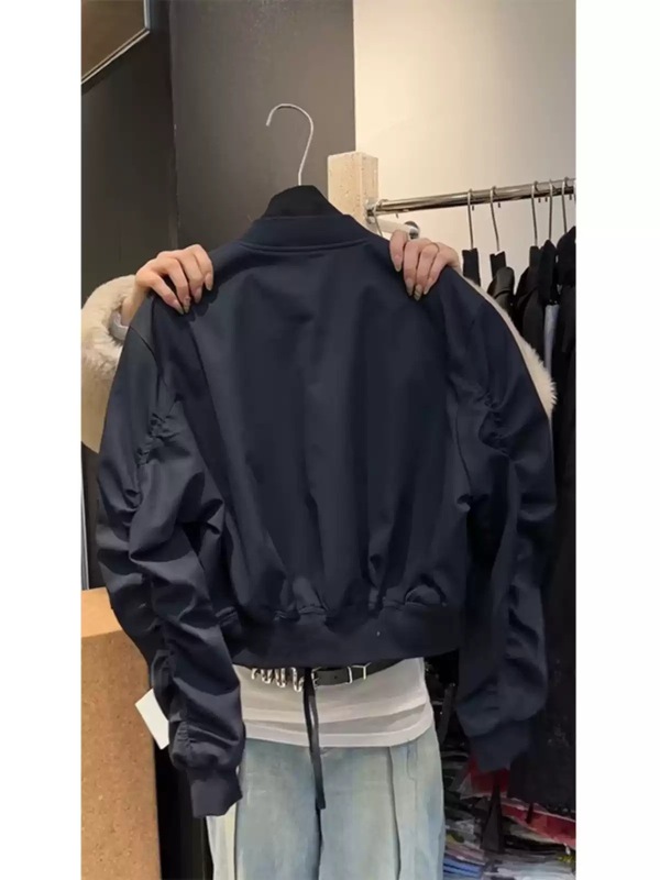 棒球服2025新款高级感夹克上衣女装秋装欧洲站欧货藏青色显瘦外套|undefined