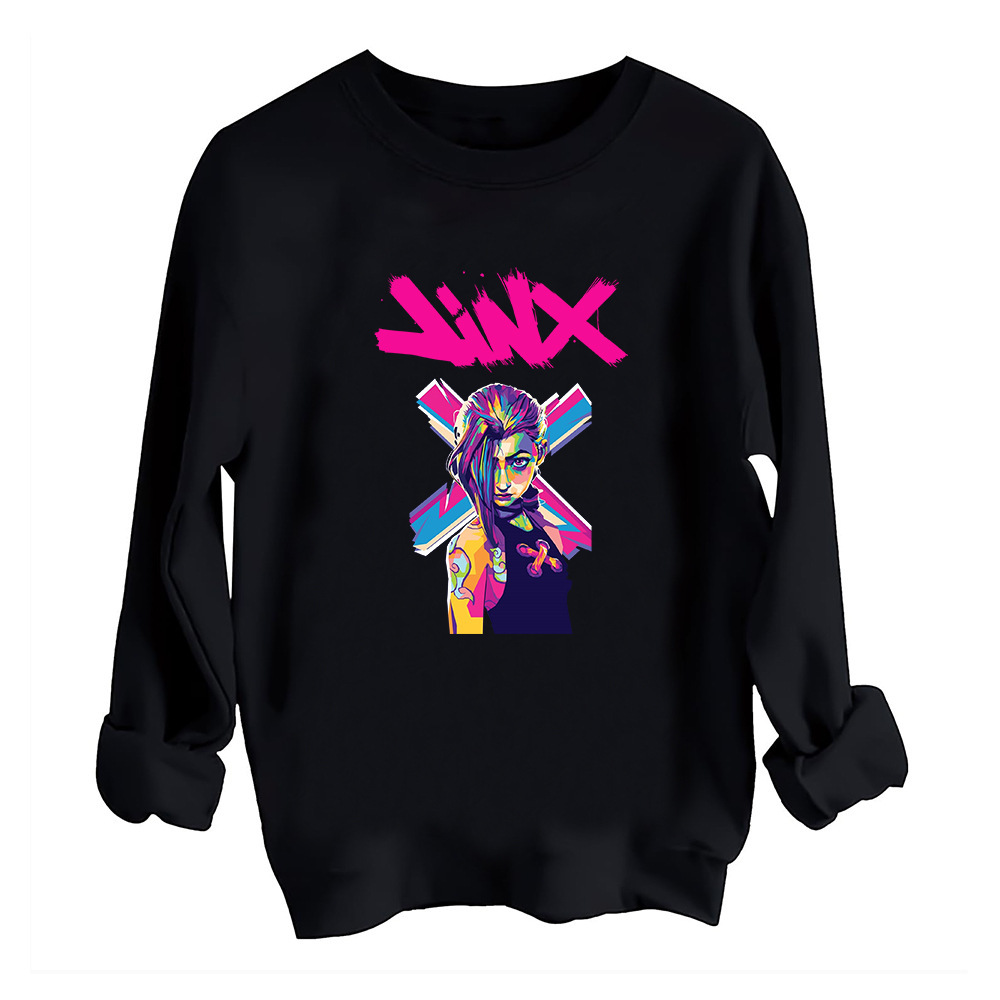 Jinx Arcane Pop Art Sweatshirt Harajuku Round Neck Long Slee