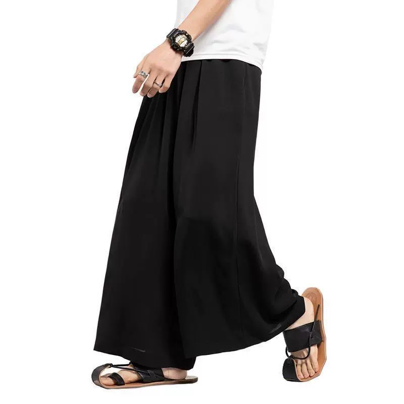 Men's trousers, silk retro thin skirt