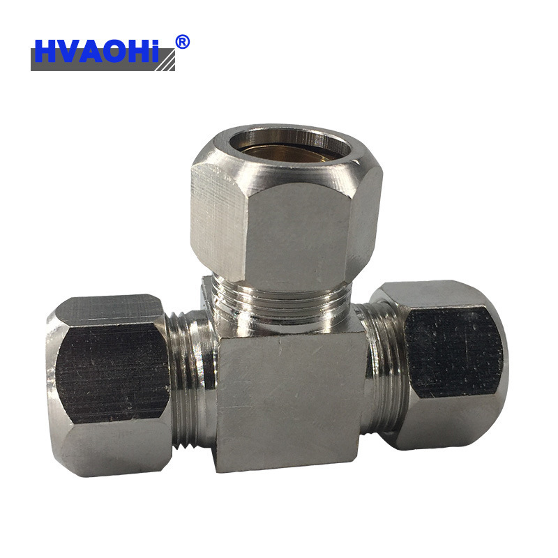 卡套三通 三通中间卡套 T型三通卡套接头 4 6 8 10 12卡铜管硬管