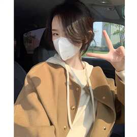 卡其色毛呢时尚外套女2025秋冬新款韩版慵懒风小个子宽松洋气上衣