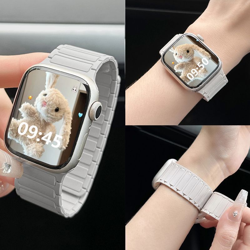 三株液态硅胶肤感磁吸适用苹果表带applewatch10运动SE外贸批发|undefined