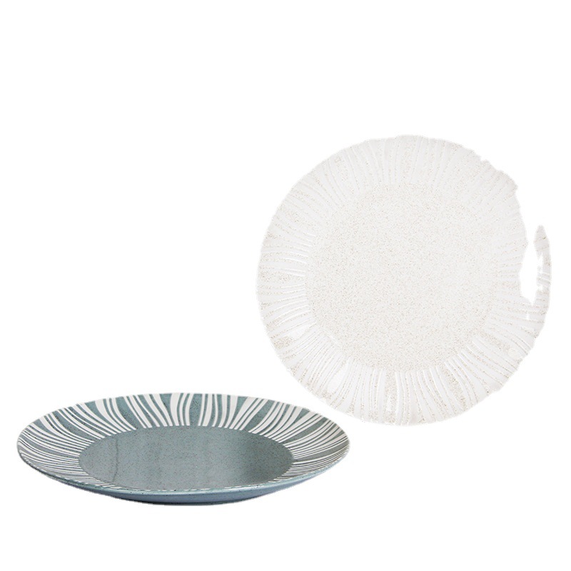 Estilo escandinavo plato de porcelana en relieve lado grande