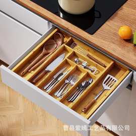 新款可伸缩刀具收纳盒厨房抽屉分格餐具筷子整理盒日用工具储物盒