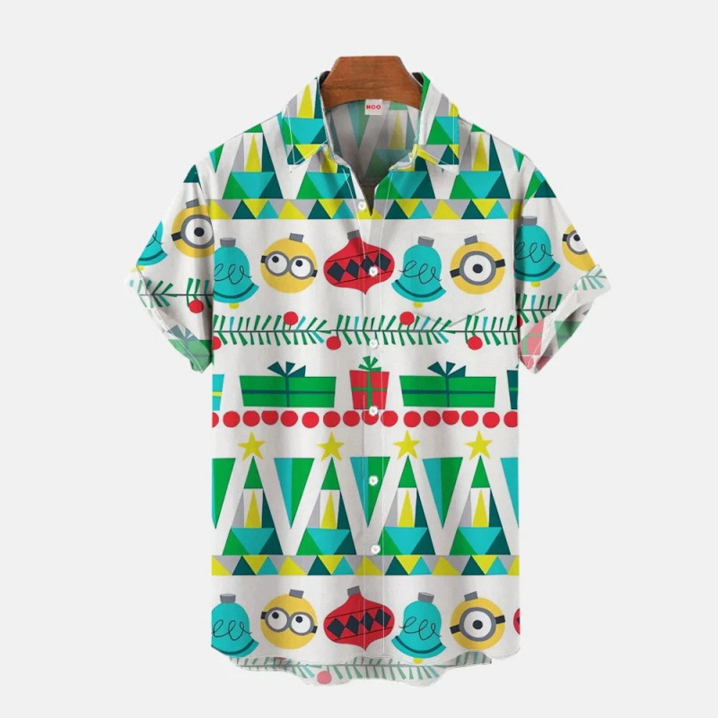Summer Men's Short Sleeve Lapel Hawaiian Shirt Men's 3D Digital Printed Short Sleeve Shirt