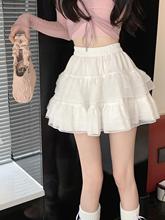 T半身裙女夏季新款芭蕾风白色蛋糕短裙仙女网纱蓬蓬裙蕾丝A字裙