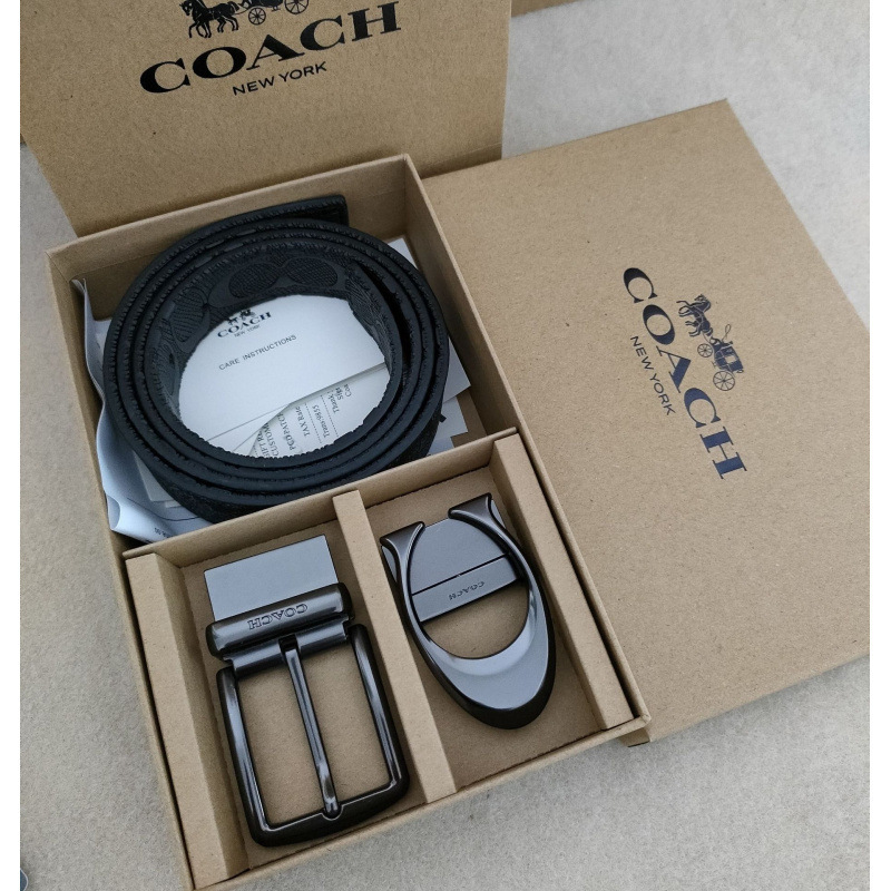 新しいメンズベルト Koujia ピンバックル自動バックル両面エンボス牛革ベルトギフトボックスセットダブルバックルドロップシッピング|undefined