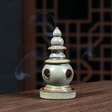 三潭印月塔楼古玩倒流香盘新款塔香炉锥香工艺品香道佛具禅意摆件